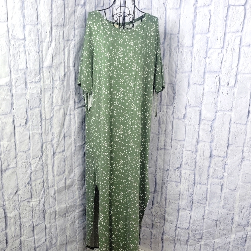 Fantastic Fawn Green and White‎ Midi Dress for Effortless Elegance Large